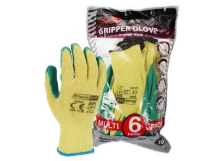 Latex Gripper Gloves Large 6 Pack