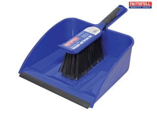 Faithfull Large Blue Plastic Dustpan & Brush Set