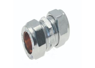 Brass Compression Coupling Bright Chrome Plated CxC 15mm x 15mm