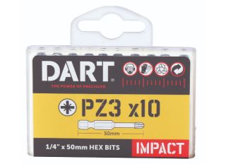 Dart PZ3 50mm Impact Driver Bits Pk 10