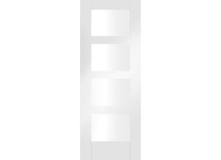 Internal White Primed Shaker 4 Light Door with Clear Glass 1981x686x35mm