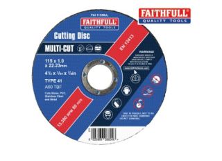 Faithfull Multi-Purpose Cutting Discs 115 x 1.0 x 22.23mm (Pack of 10)