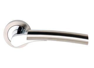 Dale Ultimo Lever on Rose, Privacy handle in Satin Nickel and Polished Chrome
