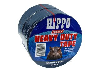 Hippo Tape Twin Pack Black 50mm x 50m
