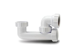 WT67 Polypipe 40mm Nuflo Low Level Bath Trap 38mm Seal with Overflow Access White